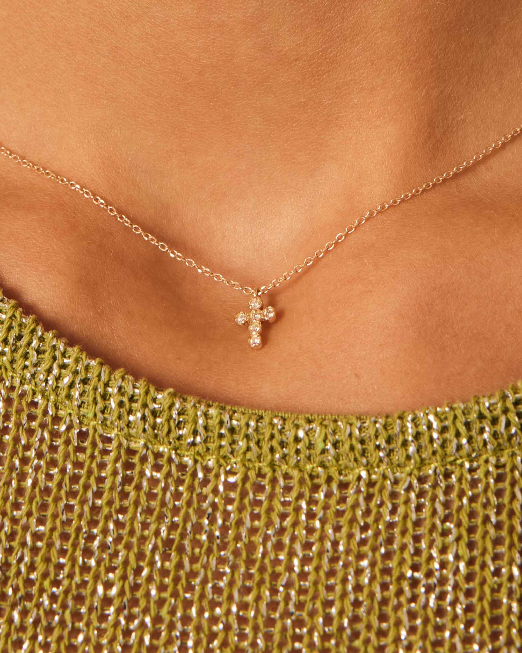 Cross Necklace : 9k Solid Gold : Diamond