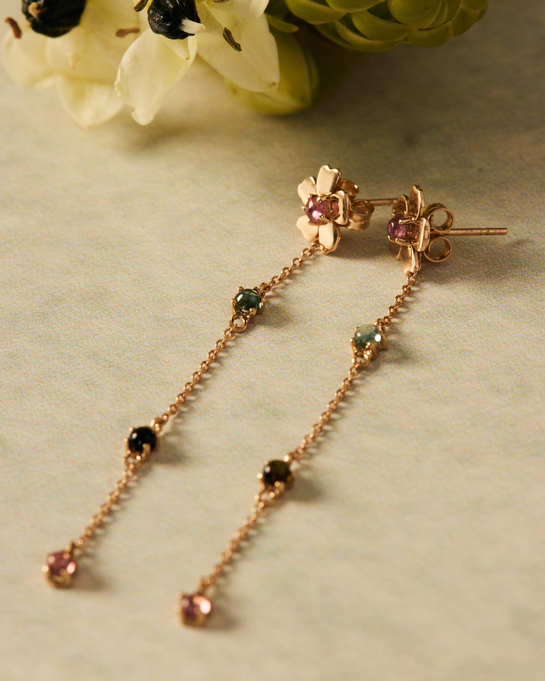 Flower Forever Duo Earrings - 18K Solid Gold - 18K Solid Gold