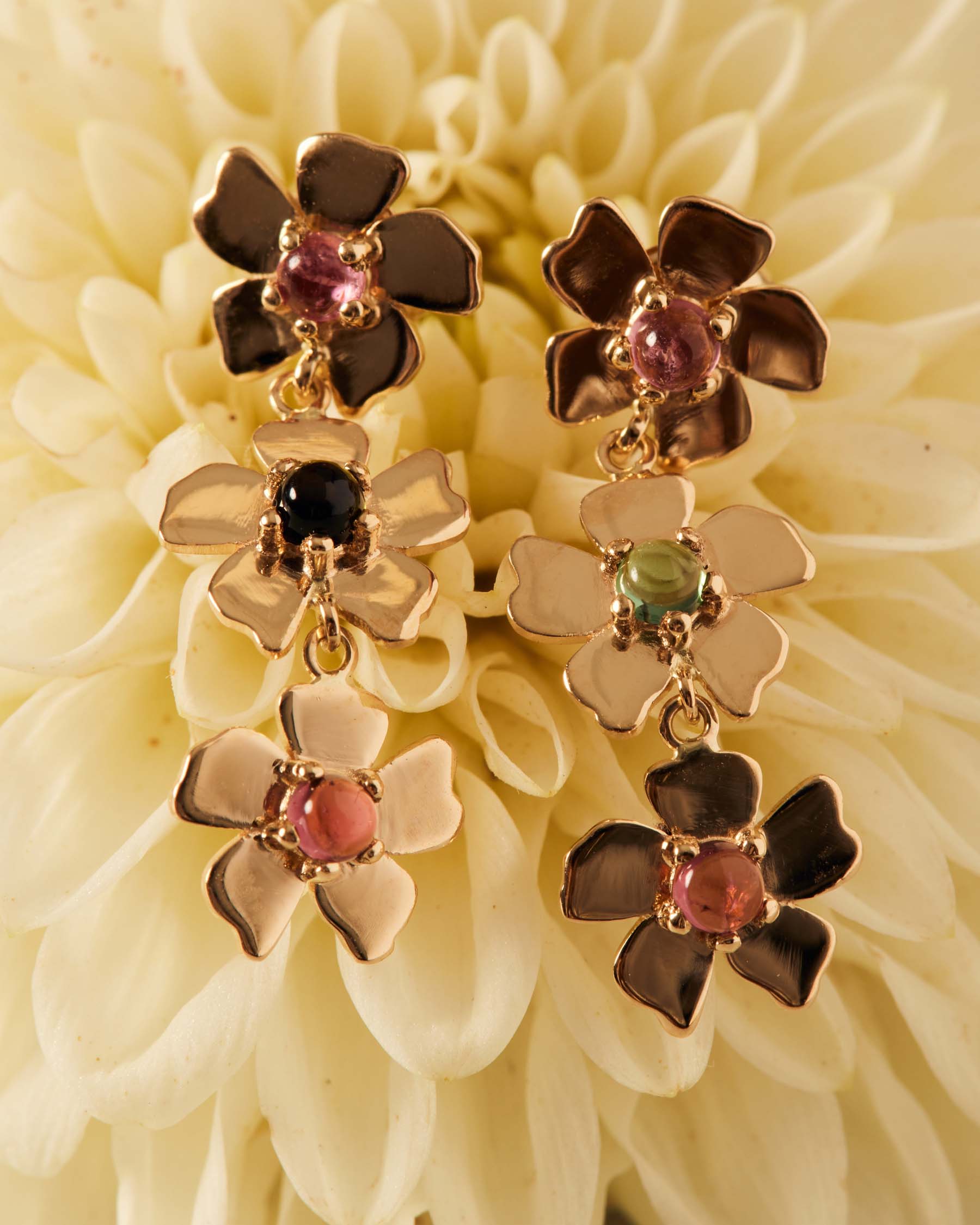 Forever Flower Long Earrings | 18K Solid Gold |