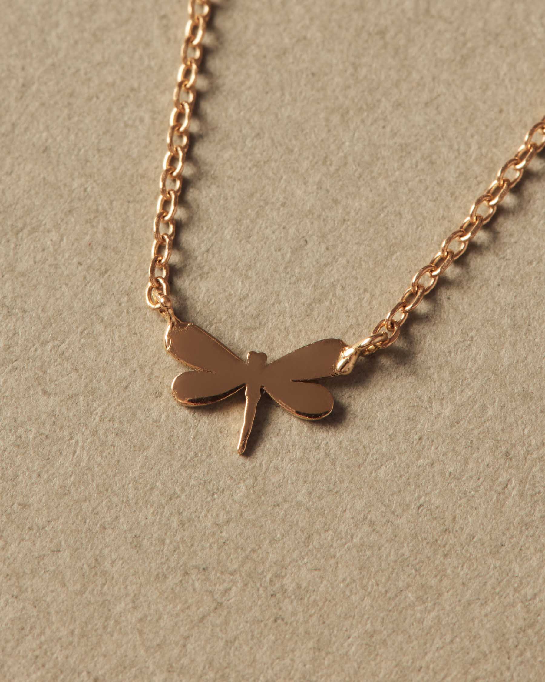 Mini Dragonfly Forever Necklace | 18K Solid Gold |