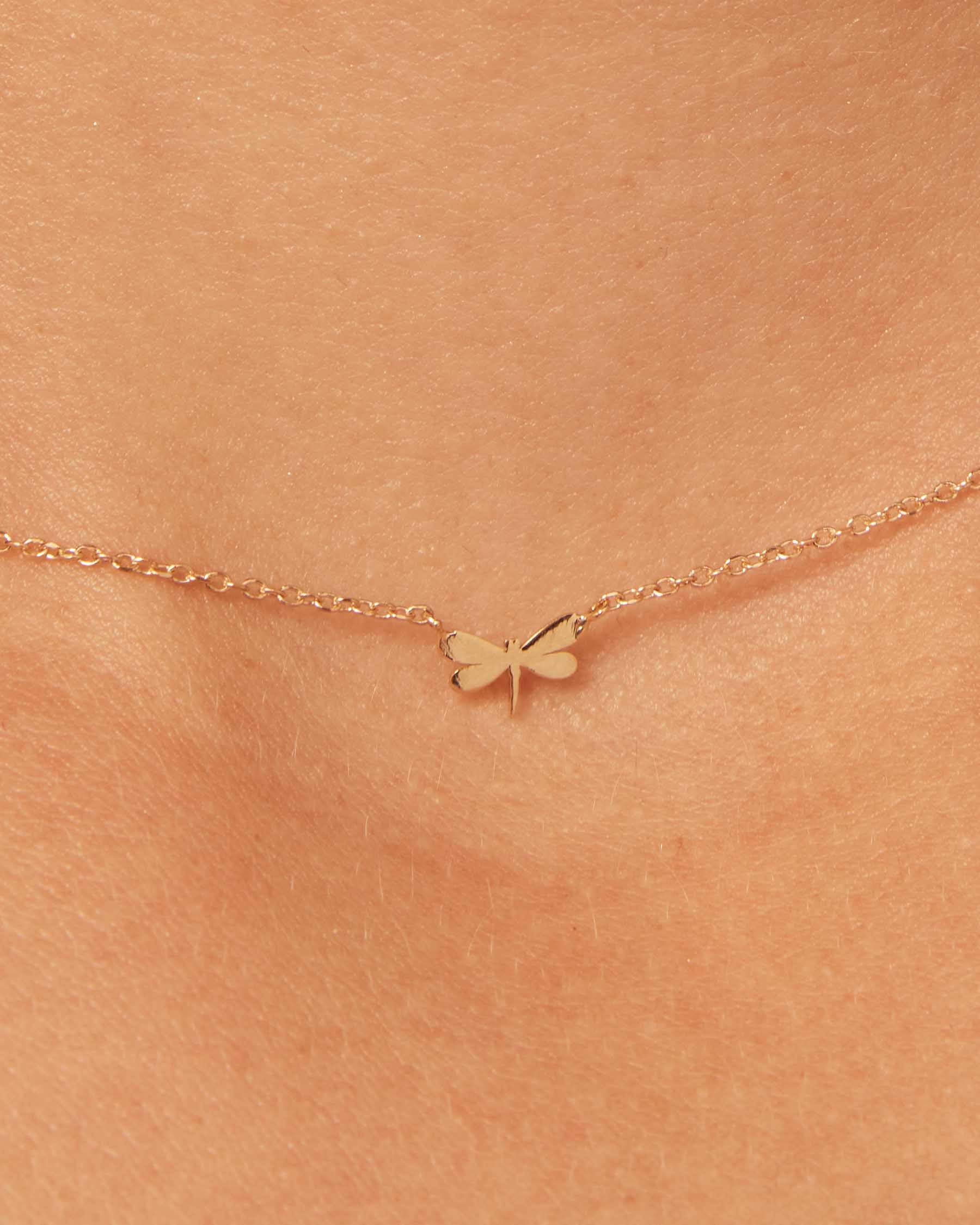 Mini Dragonfly Forever Necklace | 18K Solid Gold |