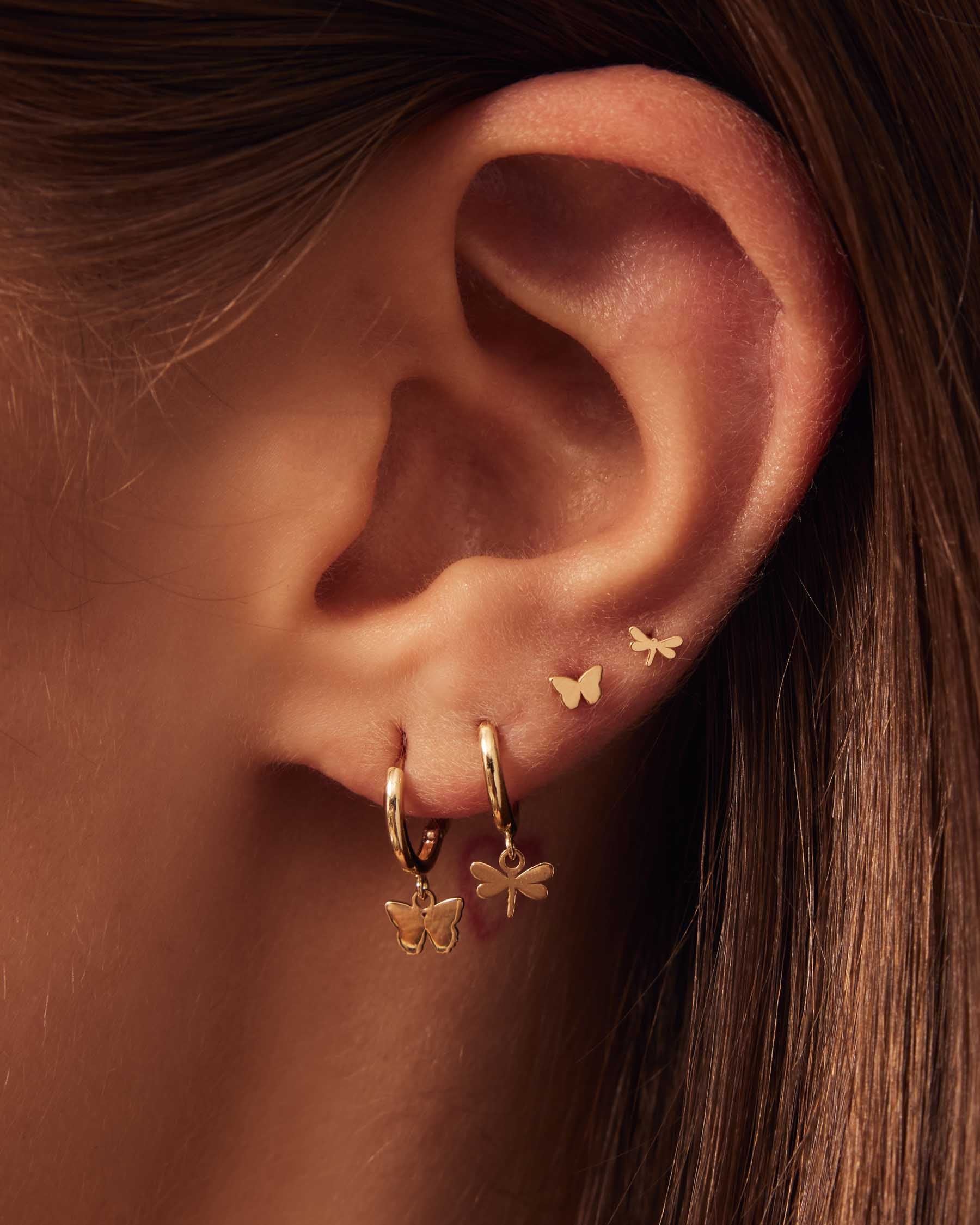 Mini Dragonfly Forever Earrings | 18K Solid Gold |