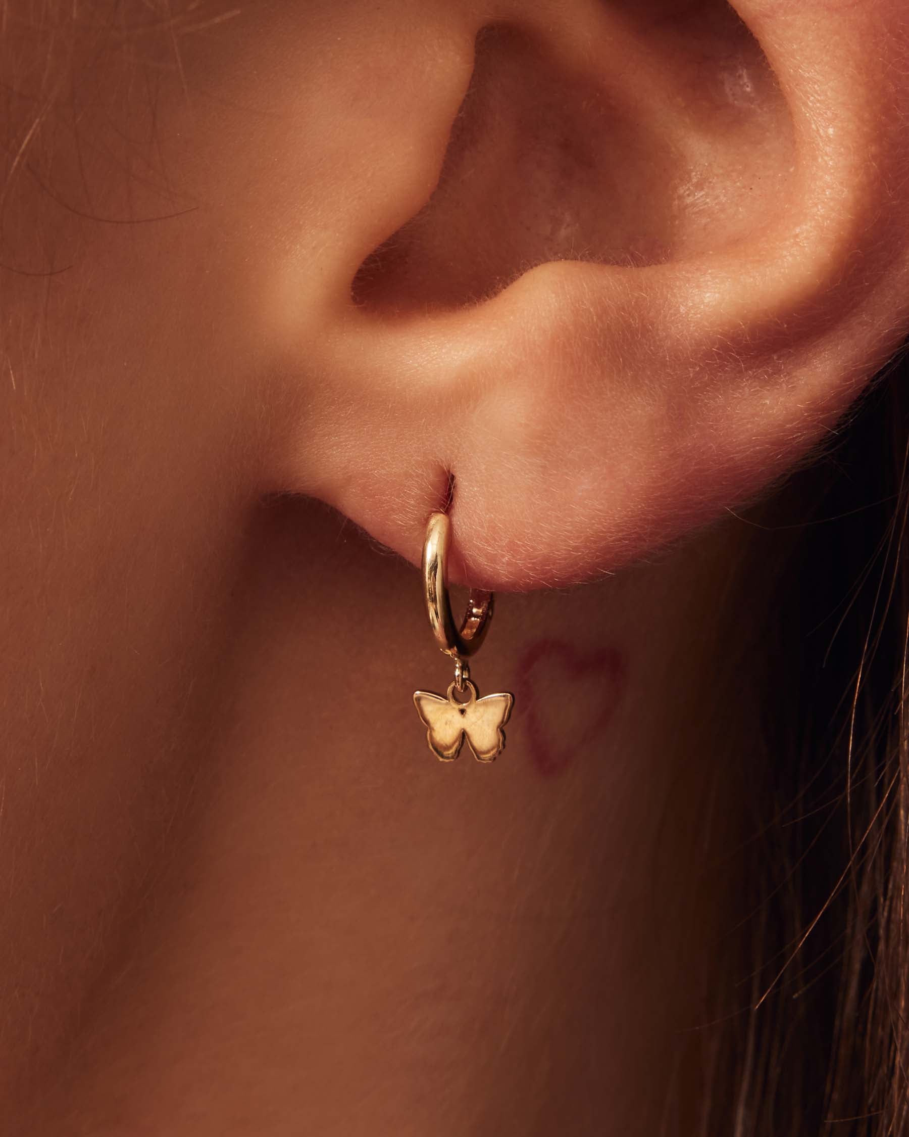 Forever Butterfly Hoop Earrings | 18K Solid Gold |