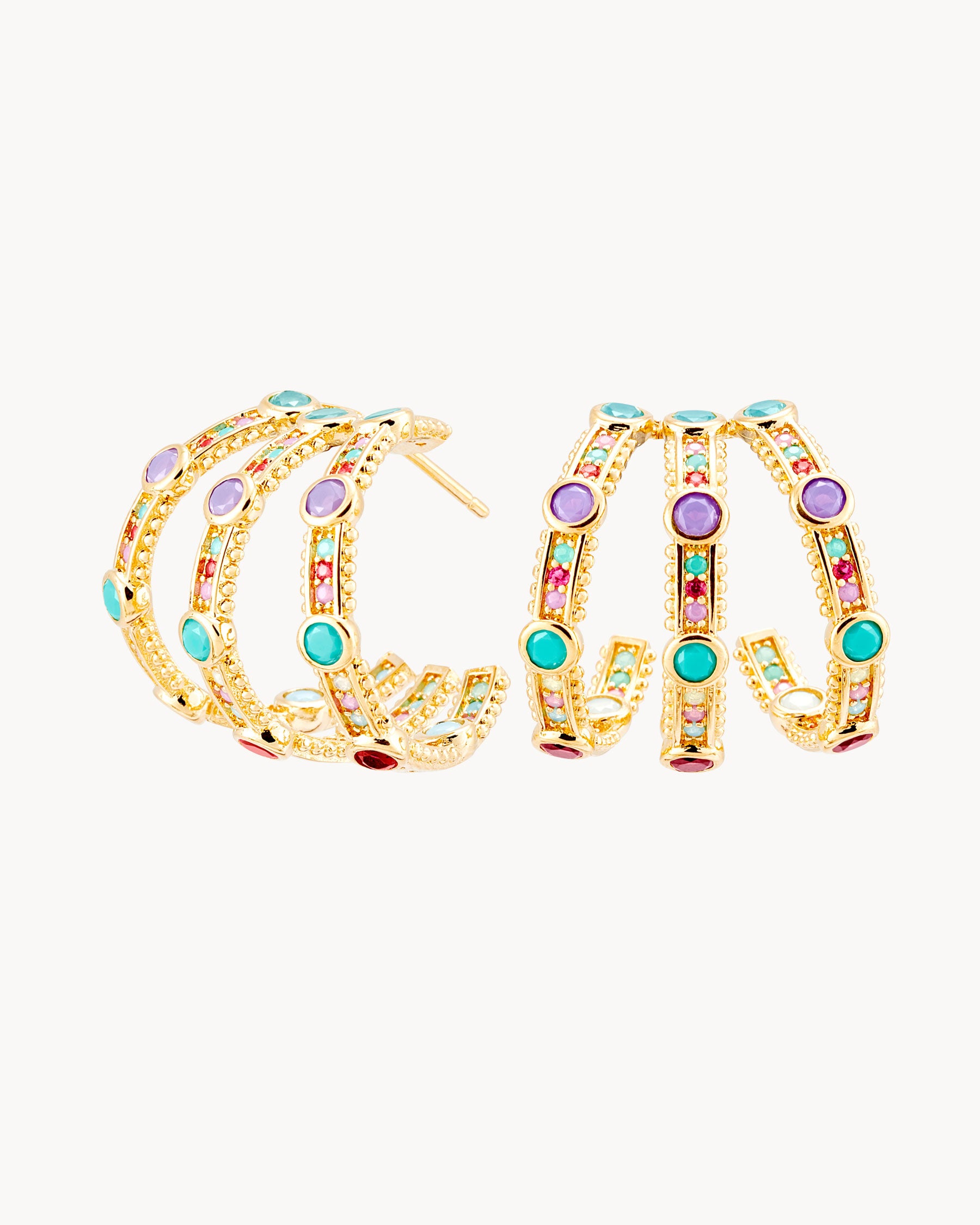 Pendientes Triple Aro Lago Verde Pareja