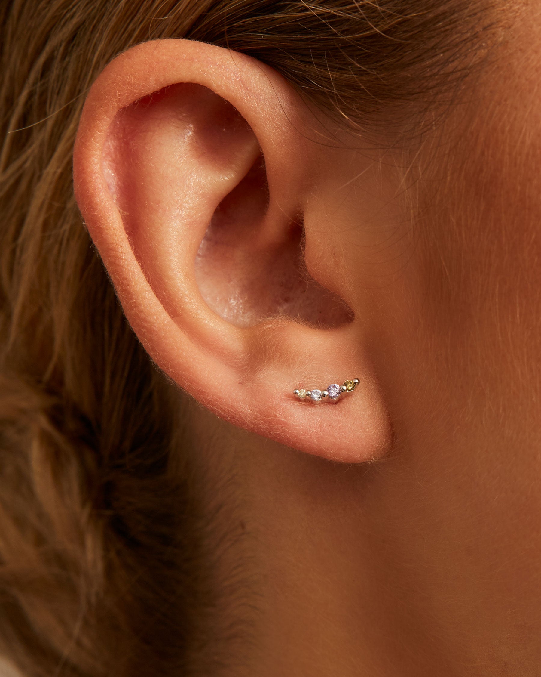 Multicolor Forever Curved Earring | 925 silver